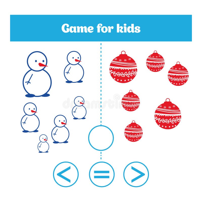 Juego de la lógica de la educación para los niños preescolares Elija la respuesta correcta Más, menos o ejemplo igual del vector ilustración del vector Juego de la lógica de la educación para los niños preescolares Elija la respuesta correcta Más, menos o ejemplo igual del vector ilustración del vector