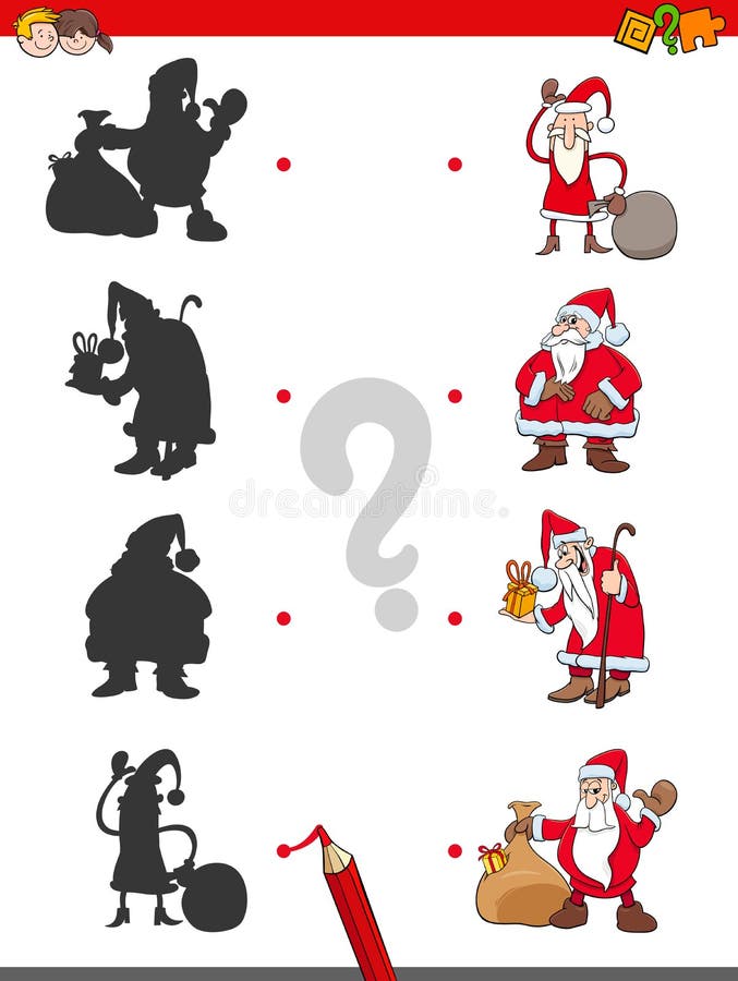 Juego de las sombras del partido con Santa Claus ilustración del vector Juego de las sombras del partido con Santa Claus ilustración del vector