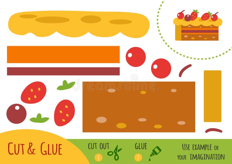 Juego de papel para los niños, torta de la educación ilustración del vector Juego de papel para los niños, torta de la educación ilustración del vector