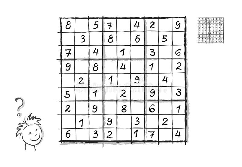 Juego De Rompecabezas Sudoku Lógico Para Niños Y Adultos. Ilustración De Mano. Teaser Del Cerebro. Escribir Los Números. Ilustración del Vector - Ilustración de laberinto, trazado: 228019874