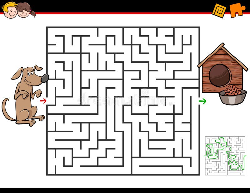 Juego del laberinto de la historieta con el perro y la caseta de perro libre illustration Juego del laberinto de la historieta con el perro y la caseta de perro libre illustration