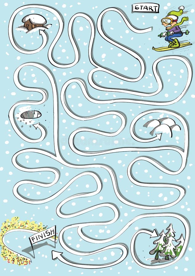 Juego del laberinto del deporte de invierno libre illustration Juego del laberinto del deporte de invierno libre illustration