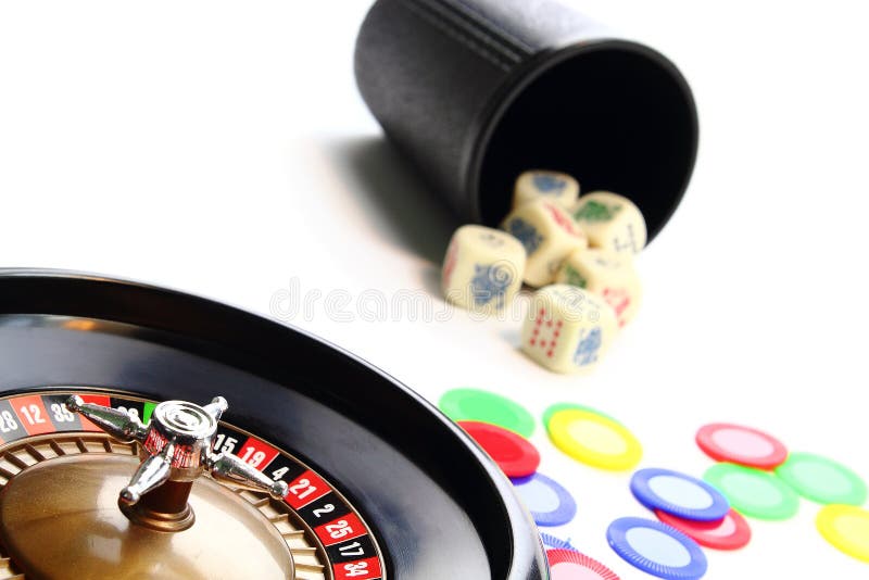 Casino roulette dices and chips. Casino roulette dices and chips