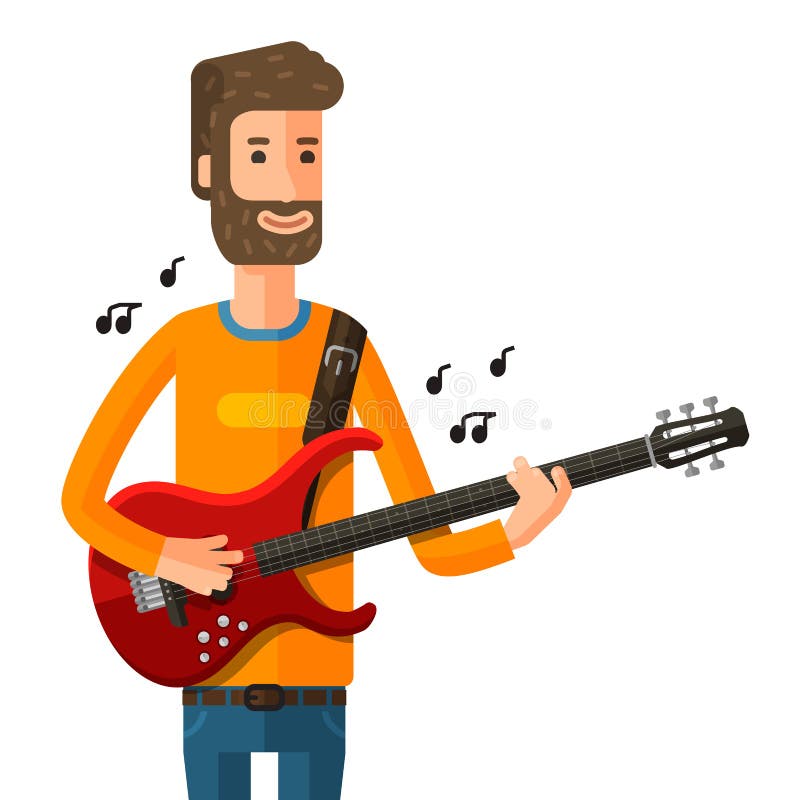 Juegos del guitarrista en la guitarra eléctrica Ilustración del vector ilustración del vector Juegos del guitarrista en la guitarra eléctrica Ilustración del vector ilustración del vector