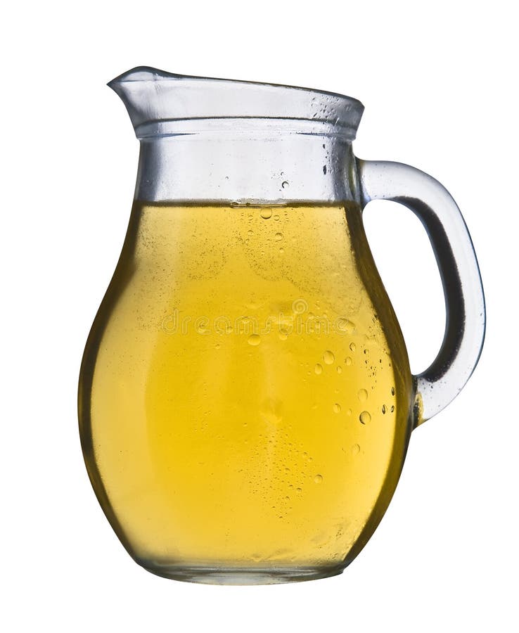 A Jug Filled with White Wine Isolated on a White Background Stock Image