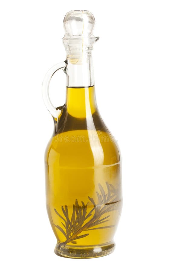 Jug with Olive Oil, Olive Branch Isolated on White Background. Stock