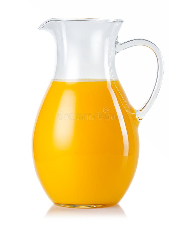 Jug with orange juice isolated on white