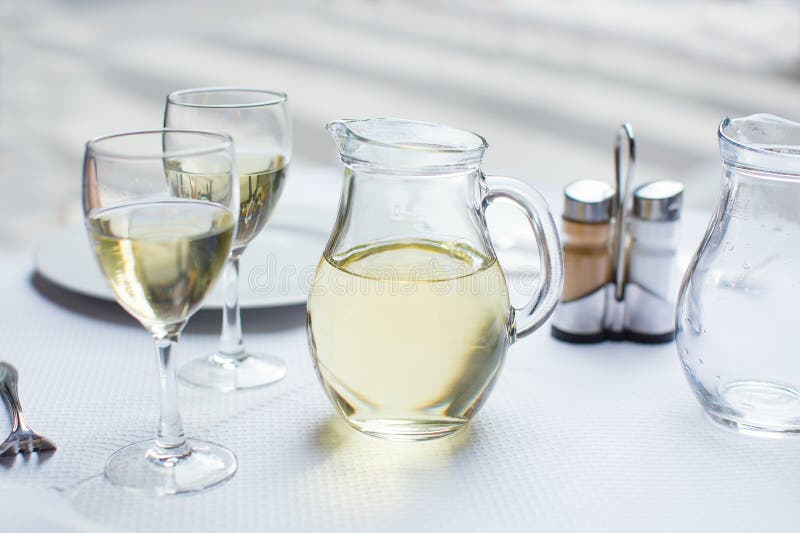 Jug of White Wine with Two Glasses Stock Photo Image of wine, pichet 46032950
