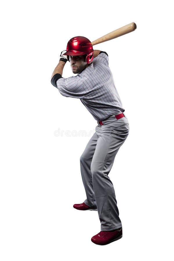 Baseball Player in red uniform, on a white background. Baseball Player in red uniform, on a white background.