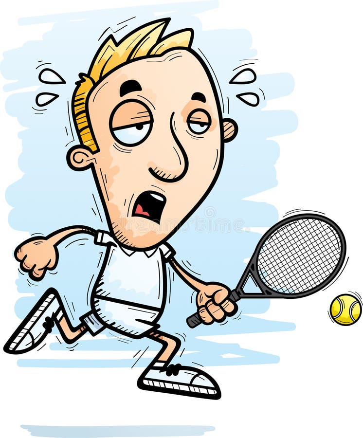 Jugador de tenis agotado de la historieta ilustración del vector Jugador de tenis agotado de la historieta ilustración del vector