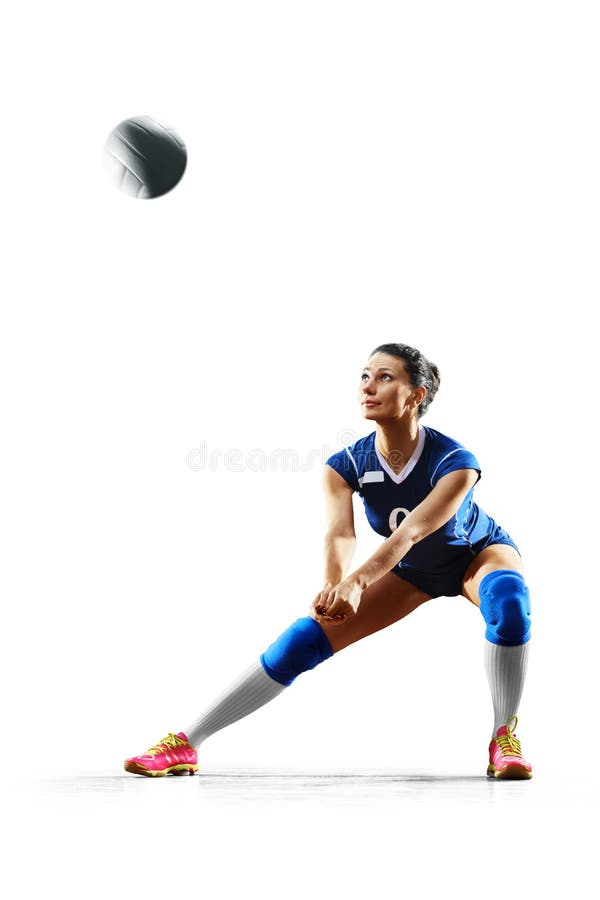 Jugador de voleibol profesional femenino en blanco foto de archivo Jugador de voleibol profesional femenino en blanco foto de archivo