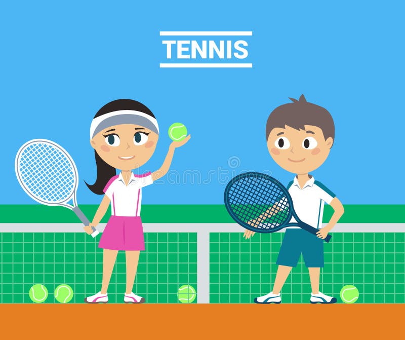 Jugadores de tenis jovenes ilustración del vector Jugadores de tenis jovenes ilustración del vector