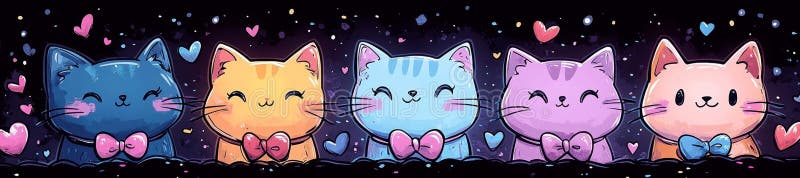 Jugadores Kawaii con arcos y corazones coloridos ilustración del vector