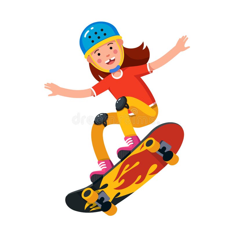 Jugendlich Junge im tragenden Sturzhelm, der auf Skateboard springt stock abbildung Jugendlich Junge im tragenden Sturzhelm, der auf Skateboard springt stock abbildung