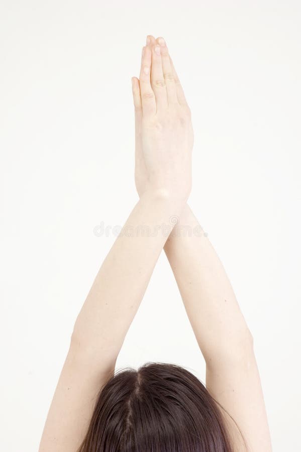 Jugendlichhände in der Yogahaltung stockfotografie Jugendlichhände in der Yogahaltung stockfotografie