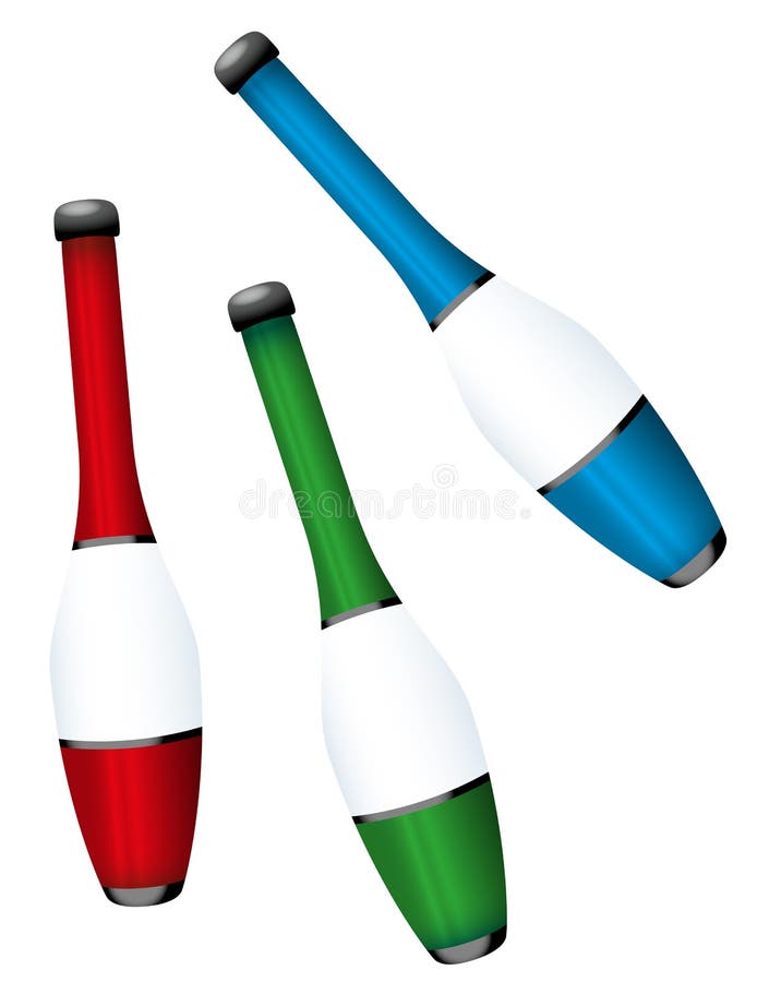 Juggling Clubs Icon in Cartoon Style on White Background. Circus Symbol