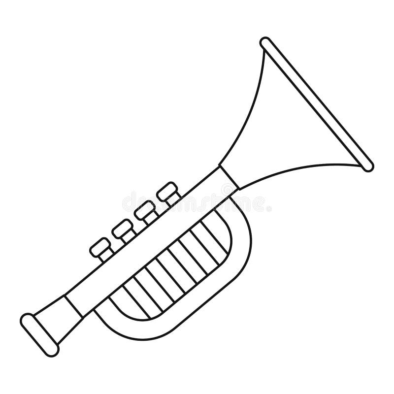 juguete de trompeta para icono de niños, estilo de esquema