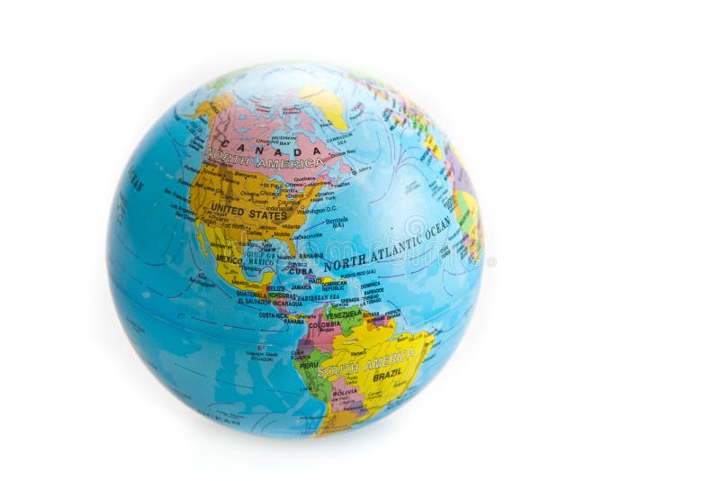 Juguete del mundo del globo aislado en el fondo blanco foto de archivo libre de regalías Juguete del mundo del globo aislado en el fondo blanco foto de archivo libre de regalías