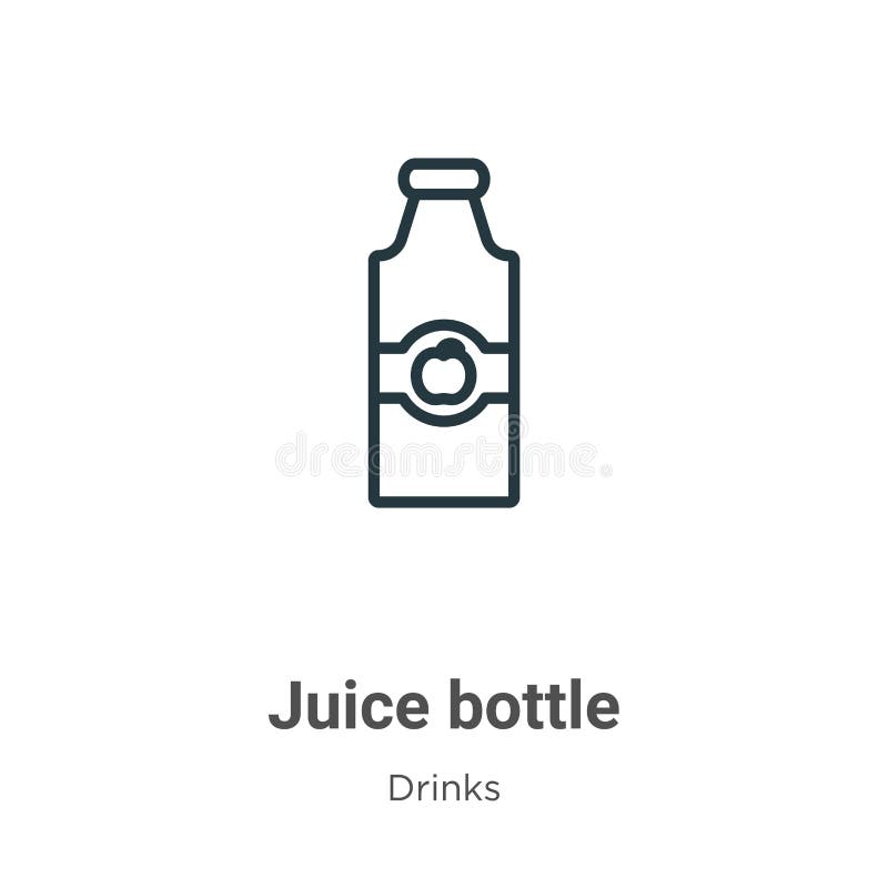 Juice Bottle with Straw Outline Vector Icon. Thin Line Black Juice Bottle with Straw Icon, Flat