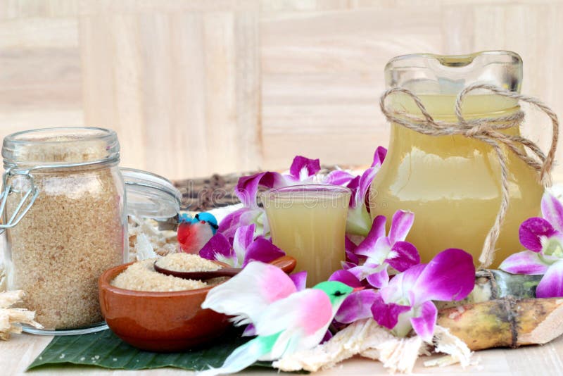 Juice of Fresh Sugar Cane for Drinks and Sugar. Stock Image Image of