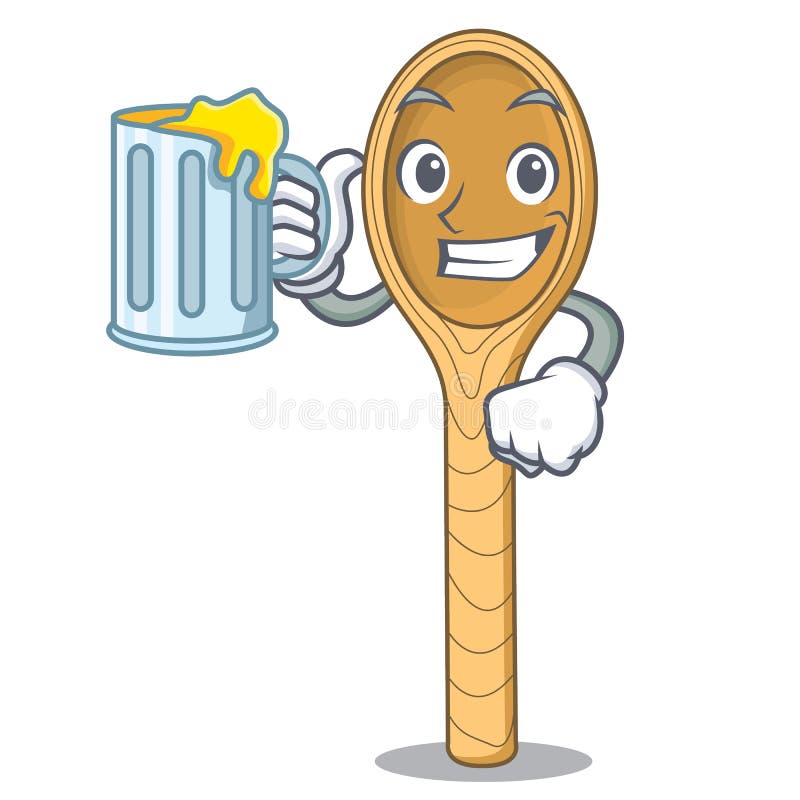 With Juice Wooden Spoon Mascot Cartoon Stock Vector - Illustration of  ladle, happy: 123427057