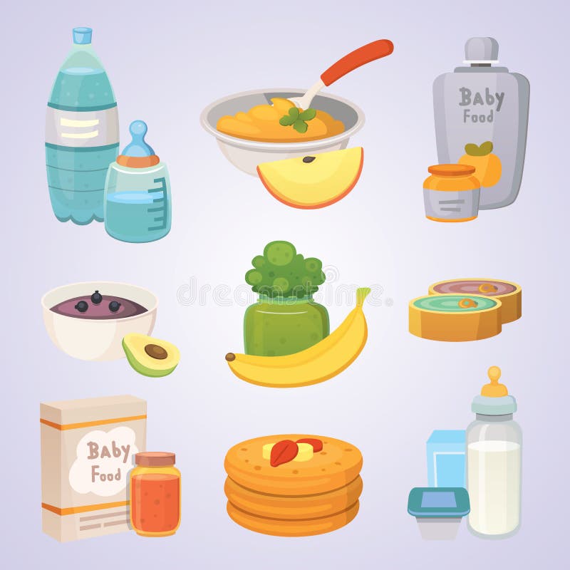 Juices and Purees from Green Apples and Broccoli for Baby. Food for Baby Cartoon Products Set. Stock Vector - Illustration of drink, diet: 100135252 Juices and Purees from Green Apples and Broccoli for Baby. Food for Baby Cartoon Products Set. Stock Vector - Illustration of drink, diet: 100135252