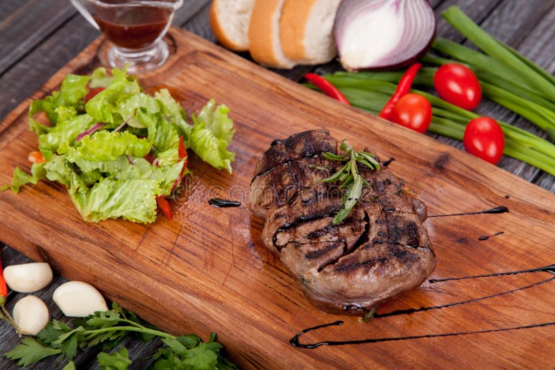 Juicy and Appetizing Steak Tamogavok of Horse Meat on the Table Stock ...