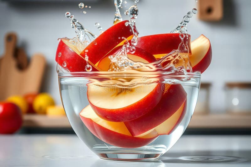 Juicy Apple Scheiben im Wasser vektor abbildung