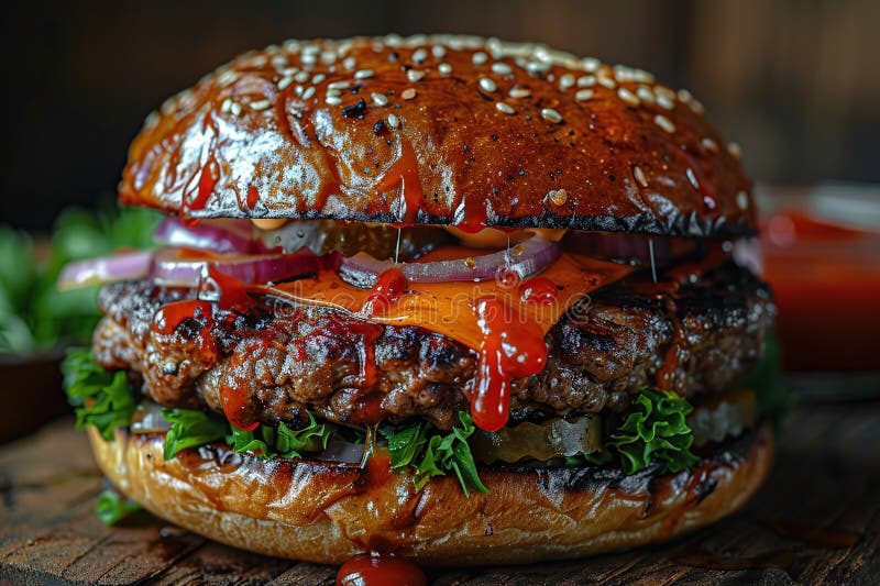 Juicy cheeseburger stock illustrationer