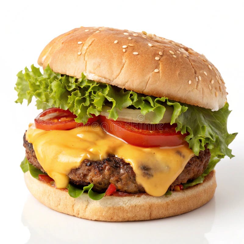 Juicy cheeseburger isolerad stock illustrationer