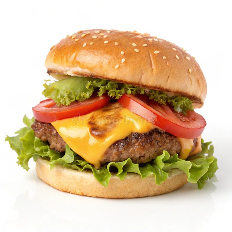 Juicy cheeseburger isolerad stock illustrationer