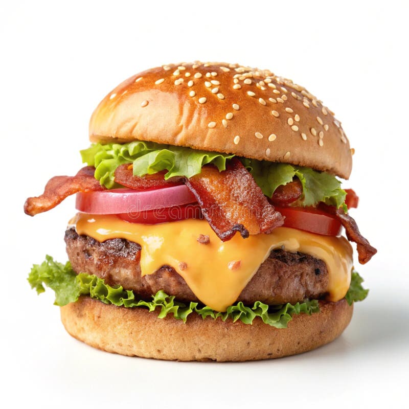 Juicy cheeseburger isolerad på vit bakgrund royaltyfri illustrationer