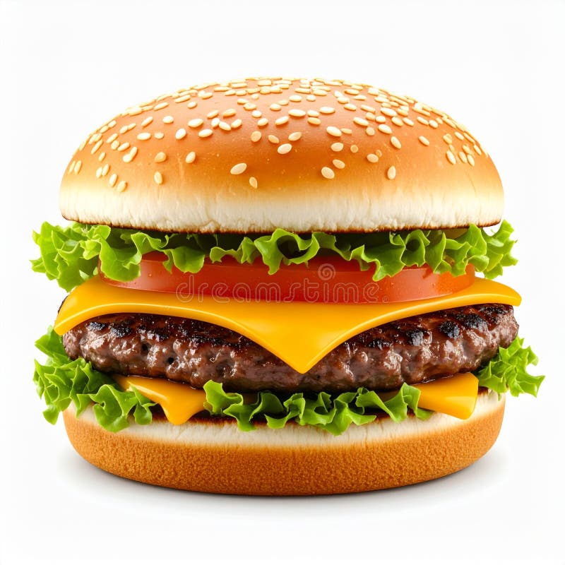 Juicy Cheeseburger med Sesame Seed Bun royaltyfri illustrationer