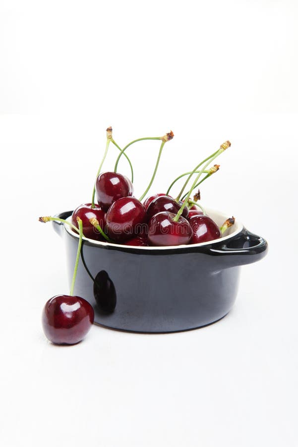 Juicy Fresh Cherries In Black Vessel Stock Image Image Of Ingredient Juice 78610501 