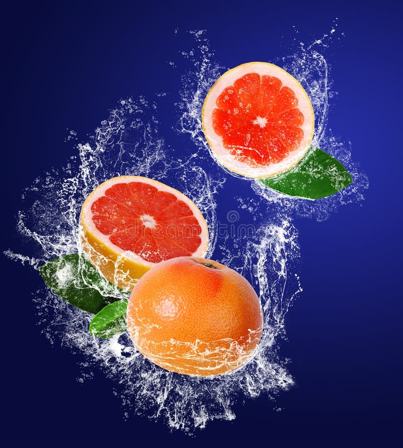 Tropical Fruits In Water Drops Stock Photo Image of exotic, motion