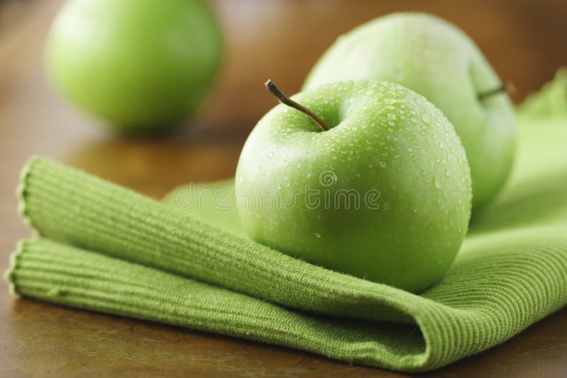 Juicy green apples royalty free stock images