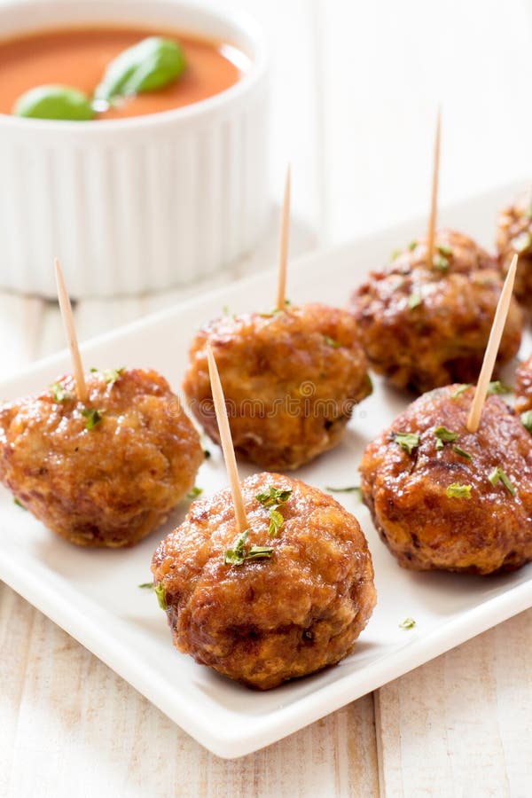 Juicy meatballs in plate stock photo. Image of gourmet 42474386