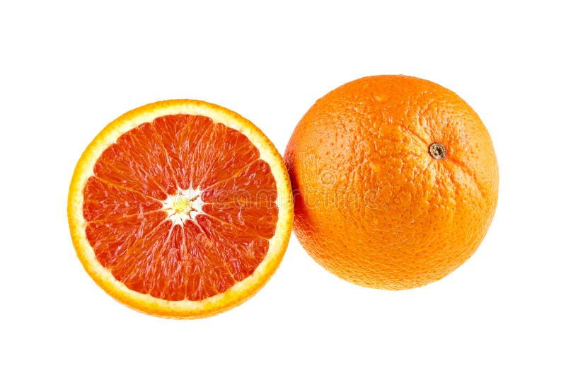 Juicy Orange Fruit and a Half Isolated on White Stock Image Image of