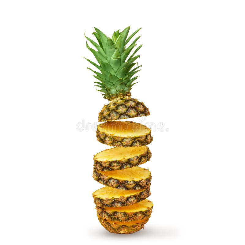 Juicy Pineapple, Cut into Pieces on a White Background. Isolated Stock Image Image of exotic