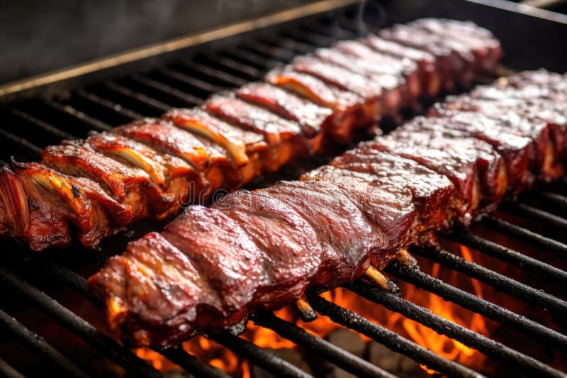 Juicy Ribs on Grill while Being Basted Stock Photo Image of outdoor