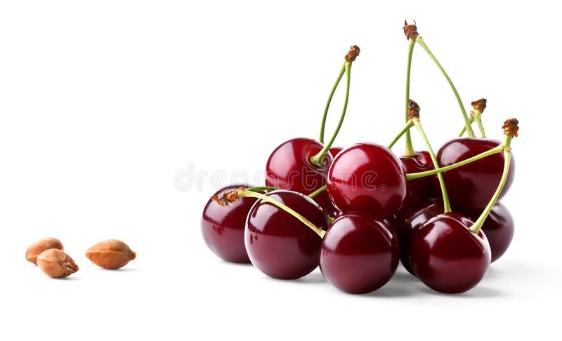 Juicy ripe cherries and cherrystones