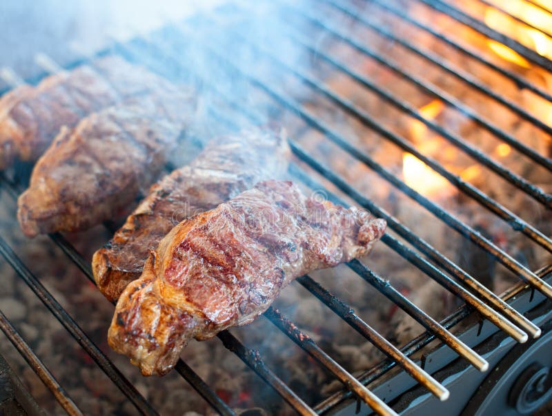 Juicy Steaks From Marbled Veal Are Roasted On A Grill Stock Photo Image of menu, appetite