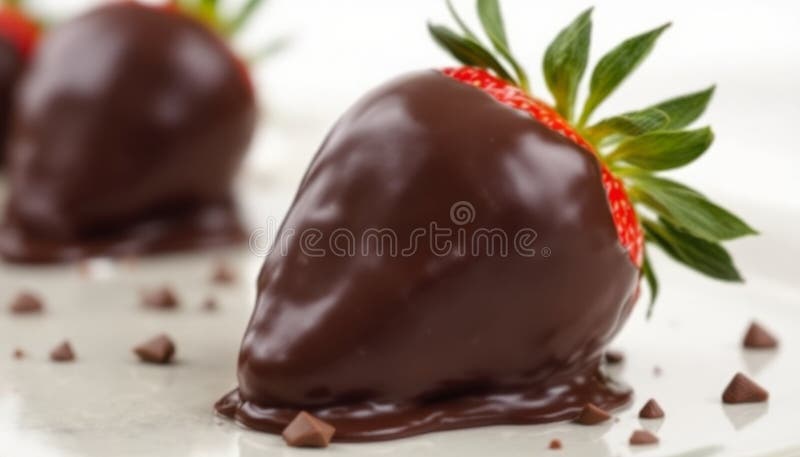 Juicy Strawberry bedeckt in glatter dunkler Schokolade vektor abbildung