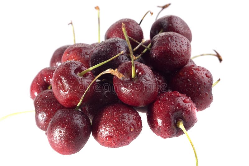 Juicy wet red cherries