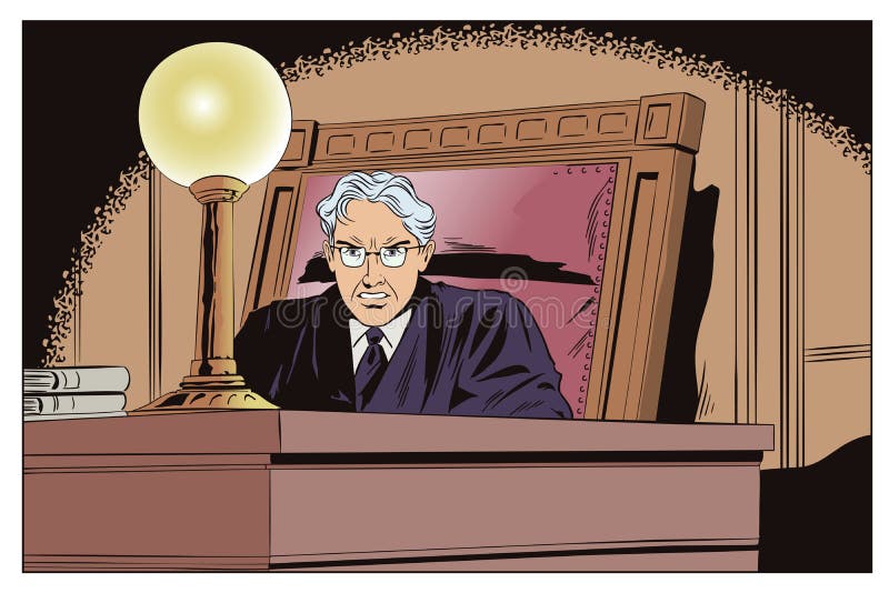 Juiz In Courtroom Ilustração conservada em estoque