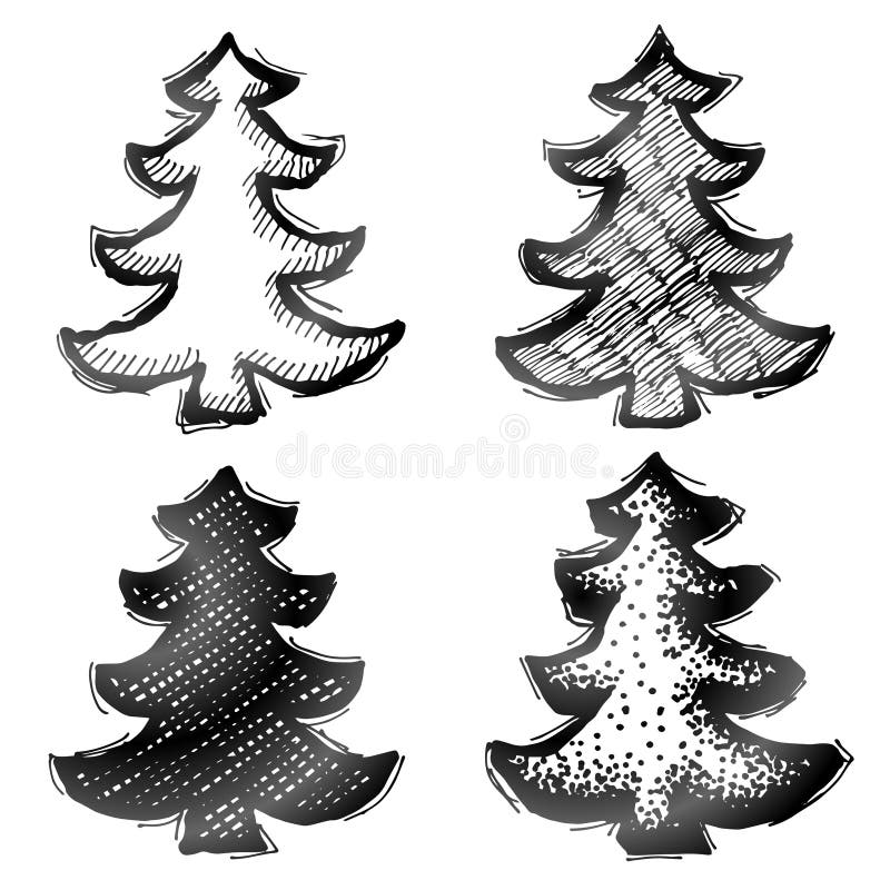jul tecknad handtree royaltyfri illustrationer jul tecknad handtree royaltyfri illustrationer