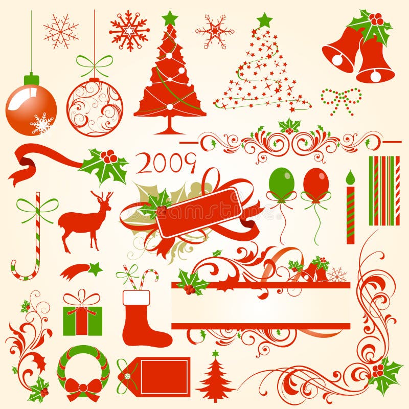 Juldesignelement royaltyfri illustrationer