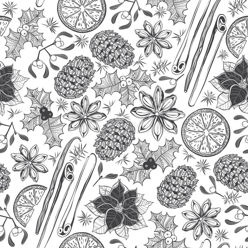 julen mönsan seamless Svartvit illustration vektor illustrationer julen mönsan seamless Svartvit illustration vektor illustrationer