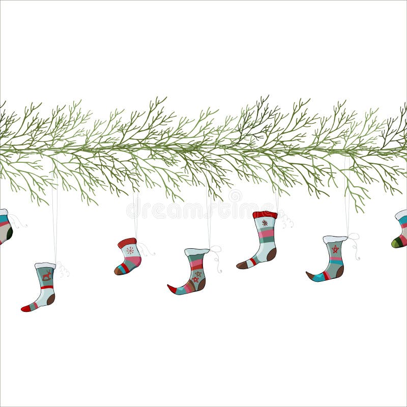 Julgirland med skor royaltyfri illustrationer Julgirland med skor royaltyfri illustrationer