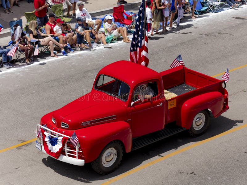 4 juli, 2018 - de Jaarlijkse Parade van de Onafhankelijkheidsdag, Telluride, Kleur stock fotografie 4 juli, 2018 - de Jaarlijkse Parade van de Onafhankelijkheidsdag, Telluride, Kleur stock fotografie